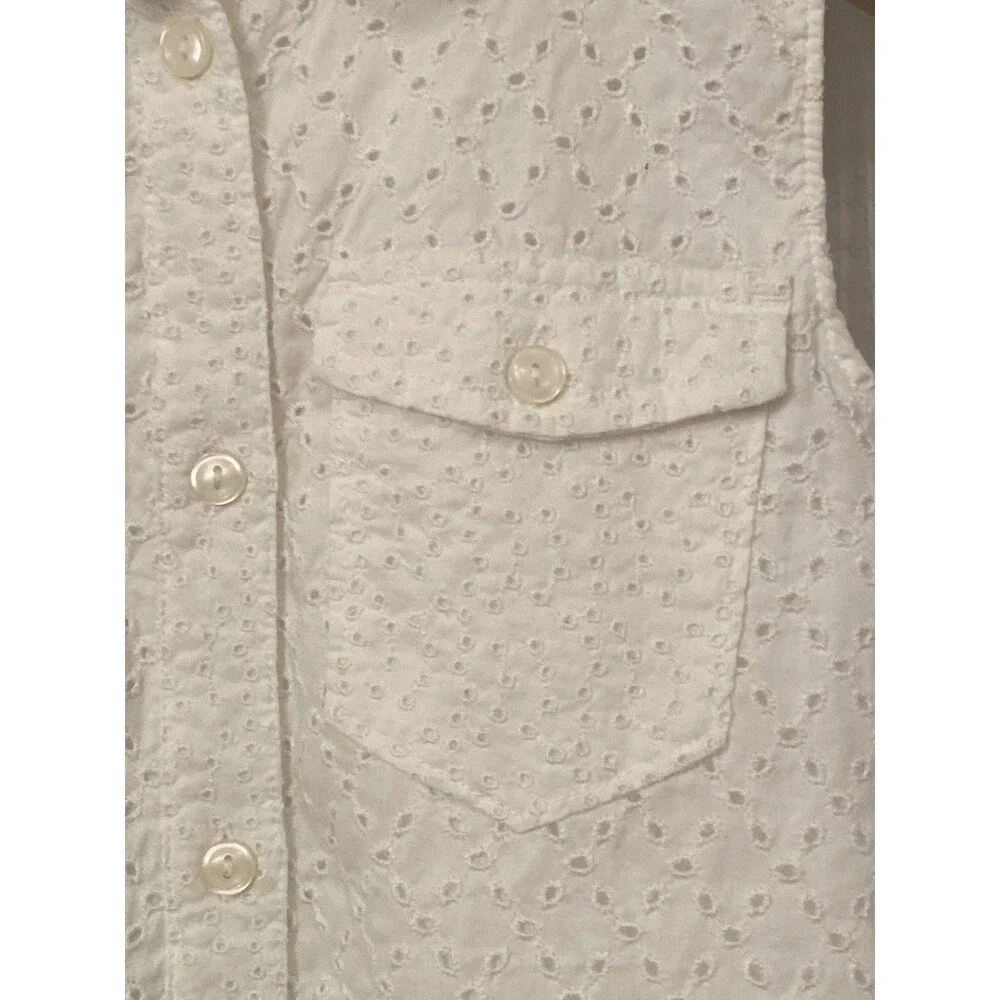 NWT Gap Kids Girls Size M 8 White Eyelet Sleeveless Shirt Dress